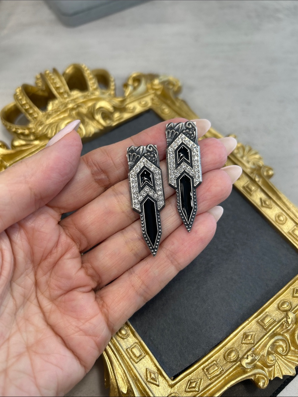 Nuri Black Crystal Arrow Drop Earrings - Women Jewelry